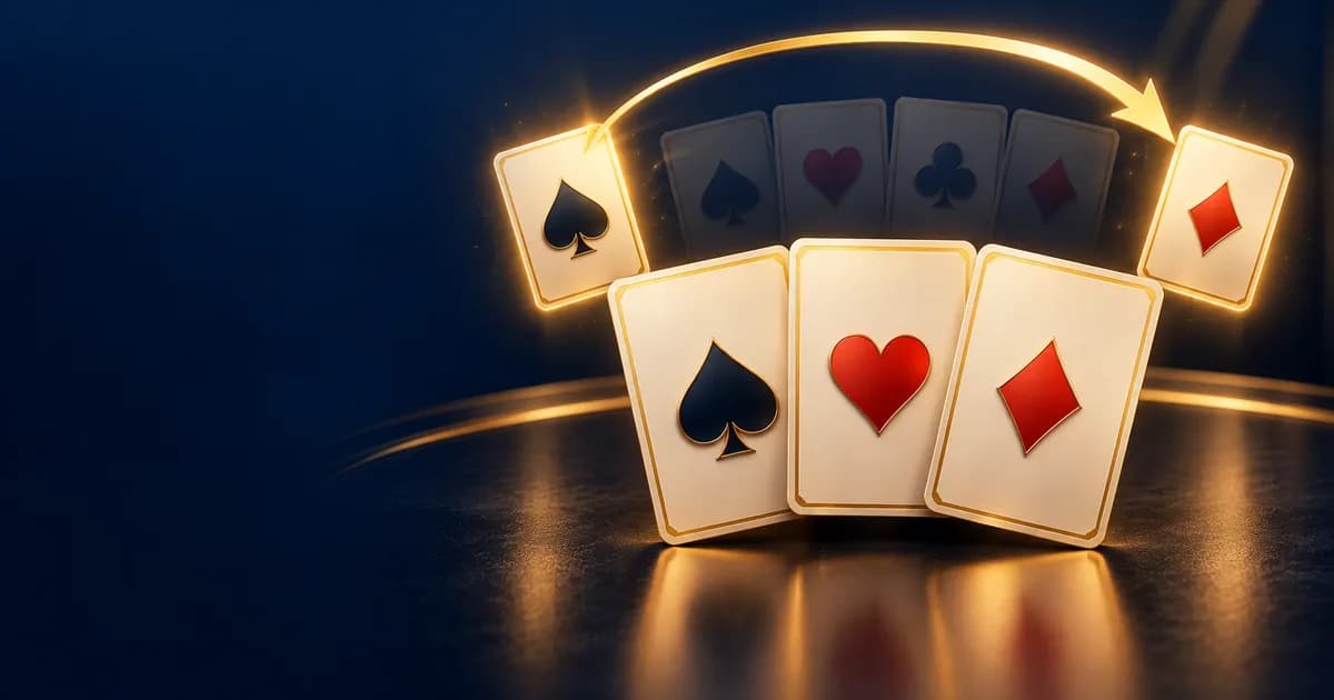 Three cards in a row with a looping arrow showing the ace counts as high and low in the A-2-3 sequence